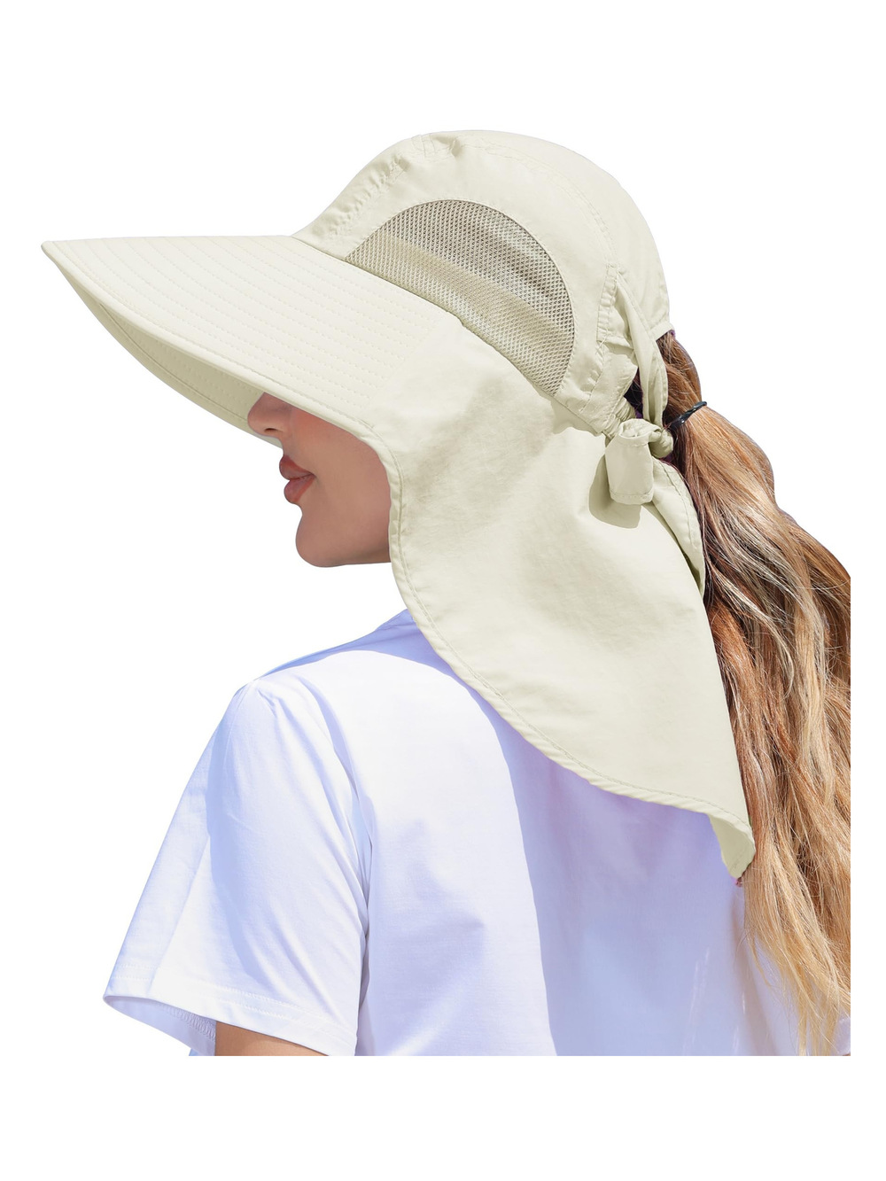 Womens Sun Hat Outdoor UV Protection Wide Brim Fishing Hat | Beige | Size OS